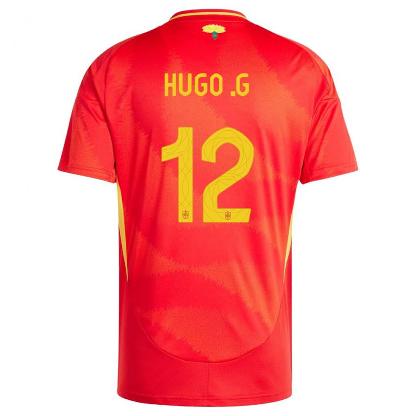Børn Spanien Hugo Guillamon #12 Rød Hjemmebane Spillertrøjer 24-26 Trøje T-Shirt
