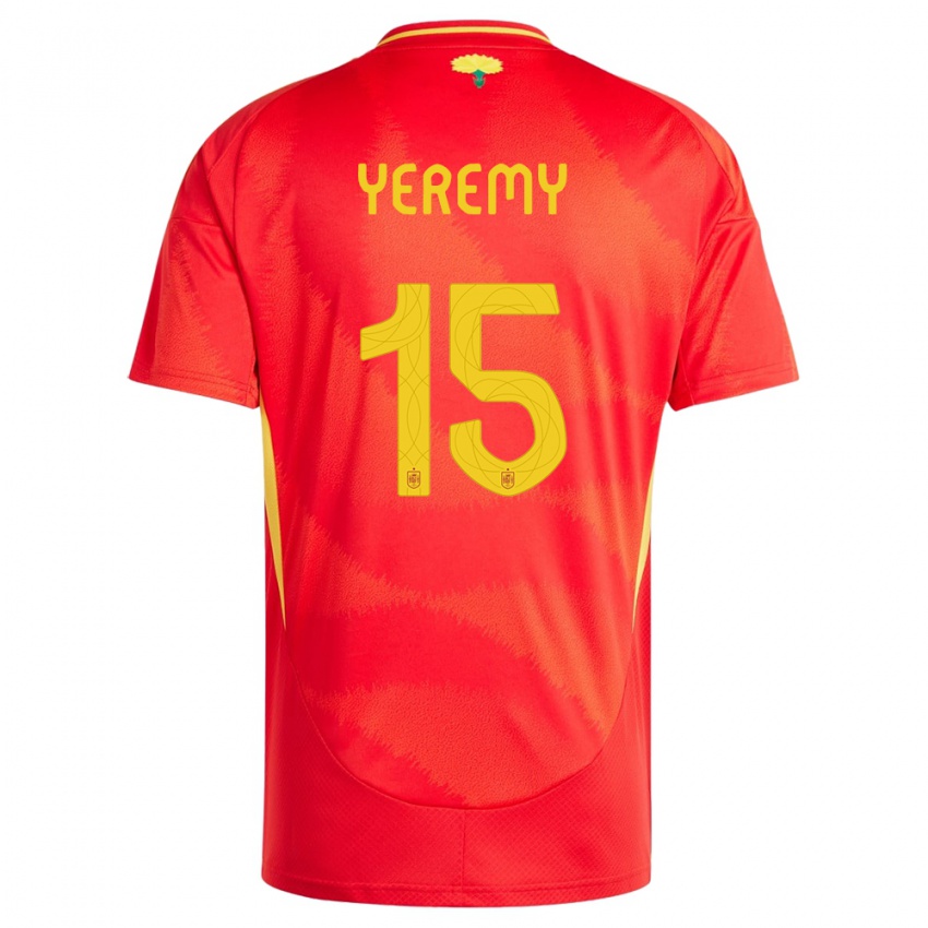 Børn Spanien Yeremy Pino #15 Rød Hjemmebane Spillertrøjer 24-26 Trøje T-Shirt