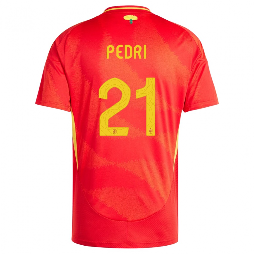 Børn Spanien Pedri #21 Rød Hjemmebane Spillertrøjer 24-26 Trøje T-Shirt