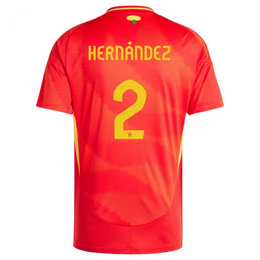 Børn Spanien Oihane Hernandez #2 Rød Hjemmebane Spillertrøjer 24-26 Trøje T-Shirt