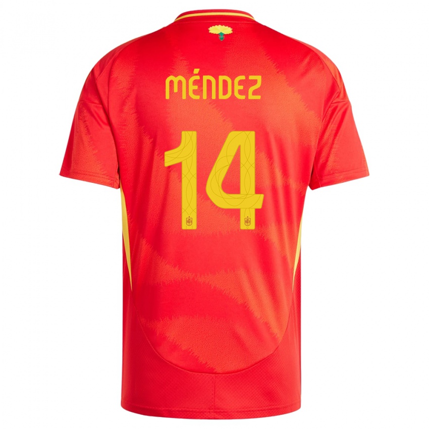 Børn Spanien Maria Mendez #14 Rød Hjemmebane Spillertrøjer 24-26 Trøje T-Shirt