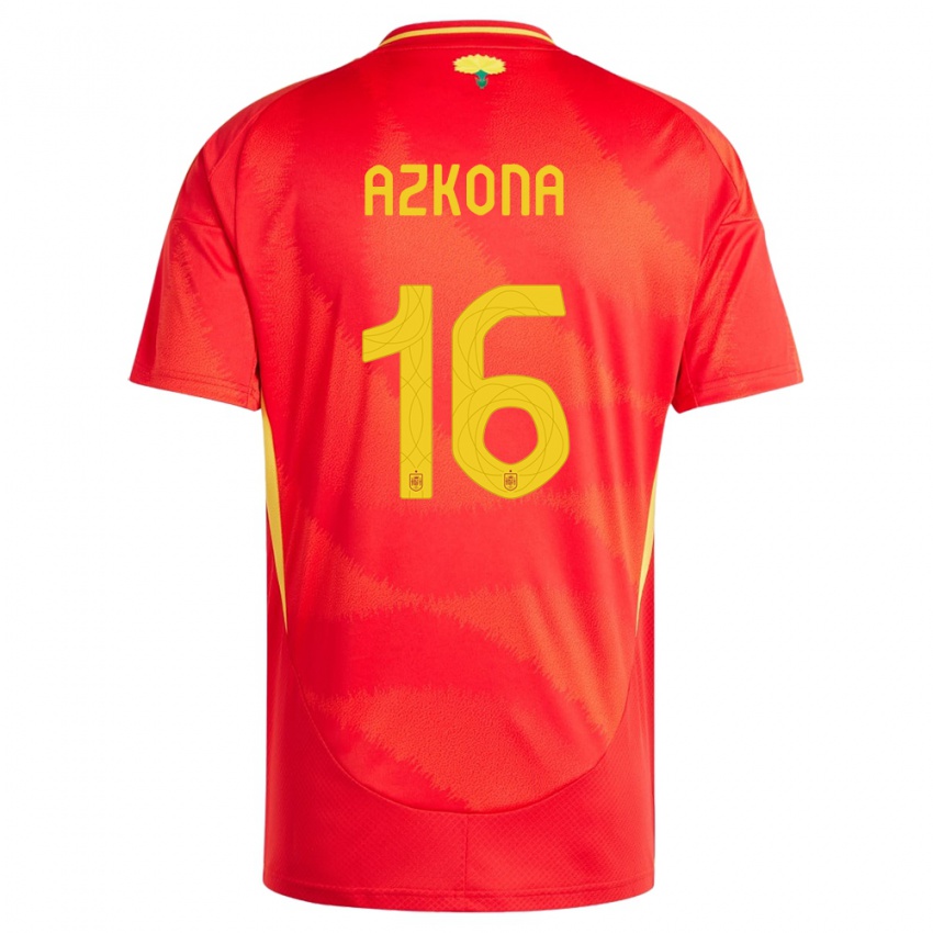 Børn Spanien Ane Azkona #16 Rød Hjemmebane Spillertrøjer 24-26 Trøje T-Shirt