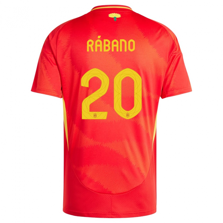 Børn Spanien Nuria Rabano #20 Rød Hjemmebane Spillertrøjer 24-26 Trøje T-Shirt