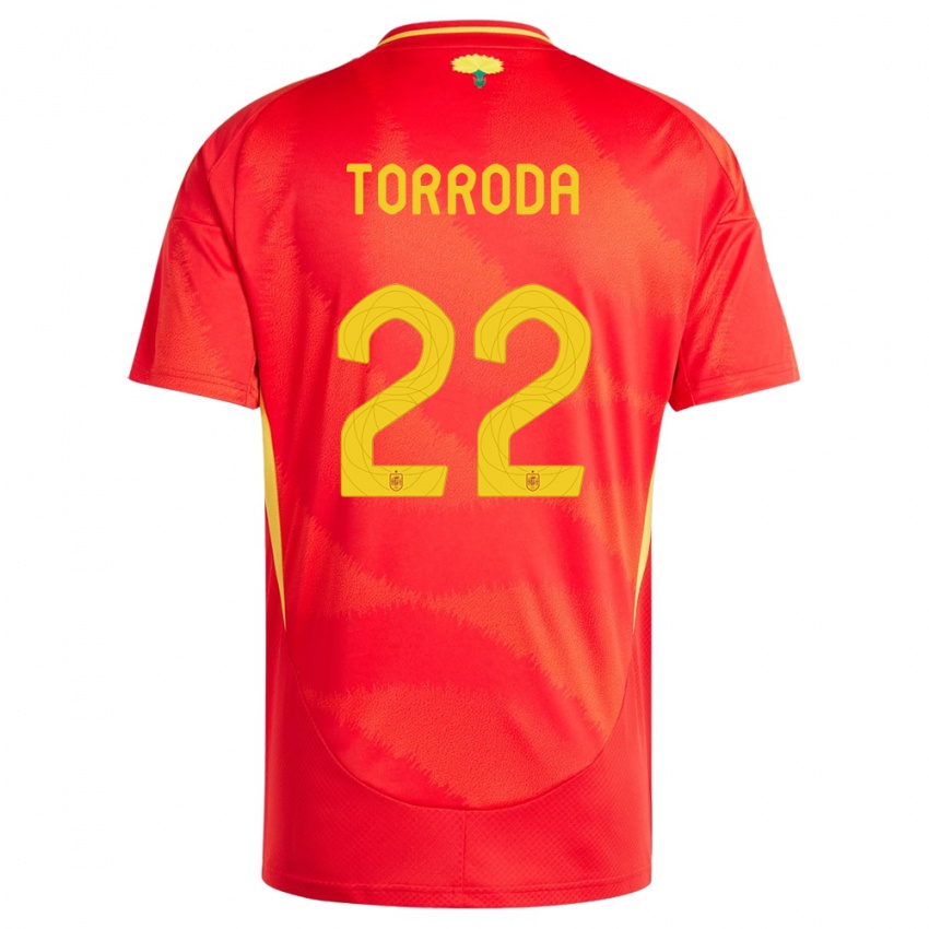 Børn Spanien Anna Torroda #22 Rød Hjemmebane Spillertrøjer 24-26 Trøje T-Shirt