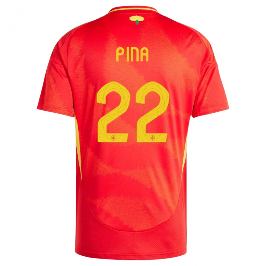 Børn Spanien Claudia Pina #22 Rød Hjemmebane Spillertrøjer 24-26 Trøje T-Shirt