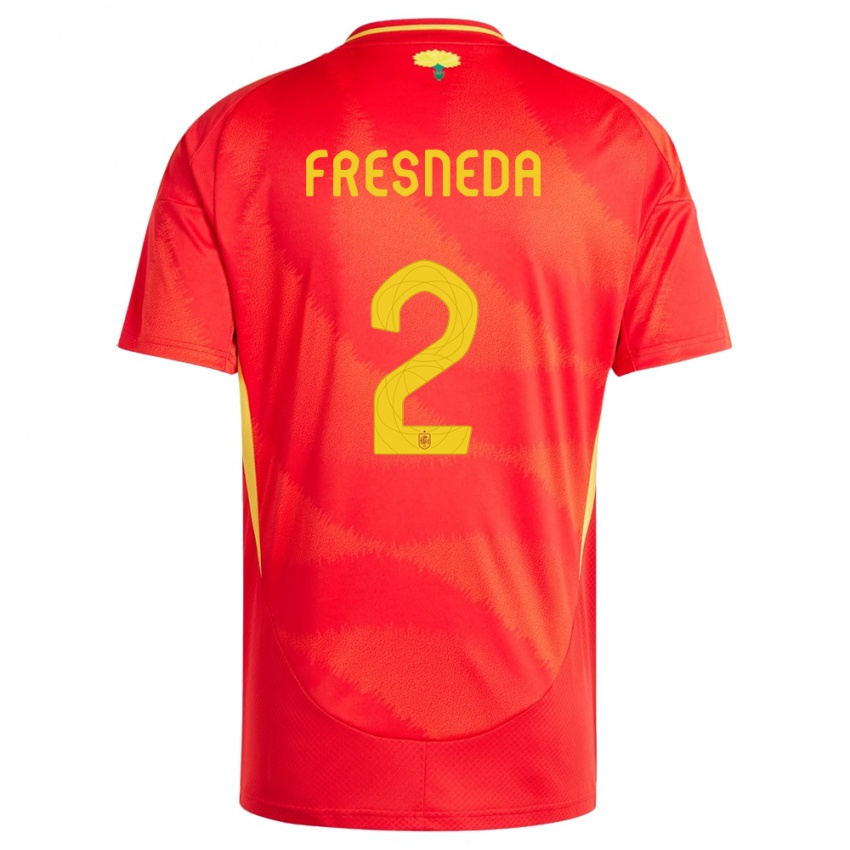 Børn Spanien Ivan Fresneda #2 Rød Hjemmebane Spillertrøjer 24-26 Trøje T-Shirt