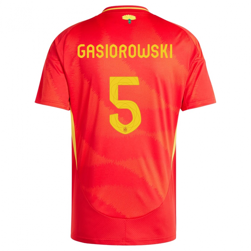 Børn Spanien Yarek Gasiorowski #5 Rød Hjemmebane Spillertrøjer 24-26 Trøje T-Shirt