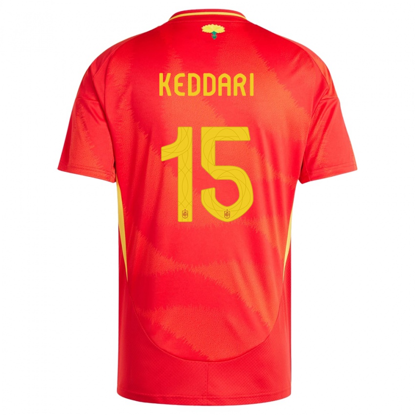 Børn Spanien Wassim Keddari #15 Rød Hjemmebane Spillertrøjer 24-26 Trøje T-Shirt
