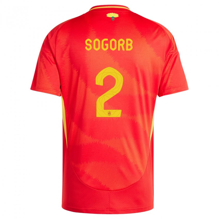 Børn Spanien Carles Sogorb #2 Rød Hjemmebane Spillertrøjer 24-26 Trøje T-Shirt