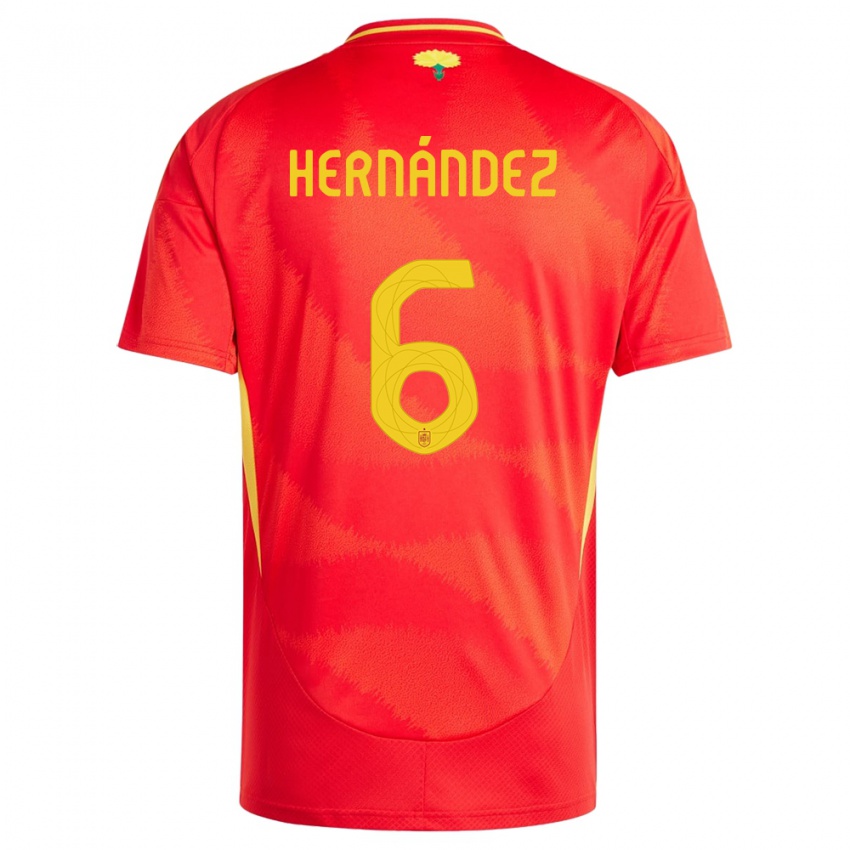 Børn Spanien Gerard Hernandez #6 Rød Hjemmebane Spillertrøjer 24-26 Trøje T-Shirt