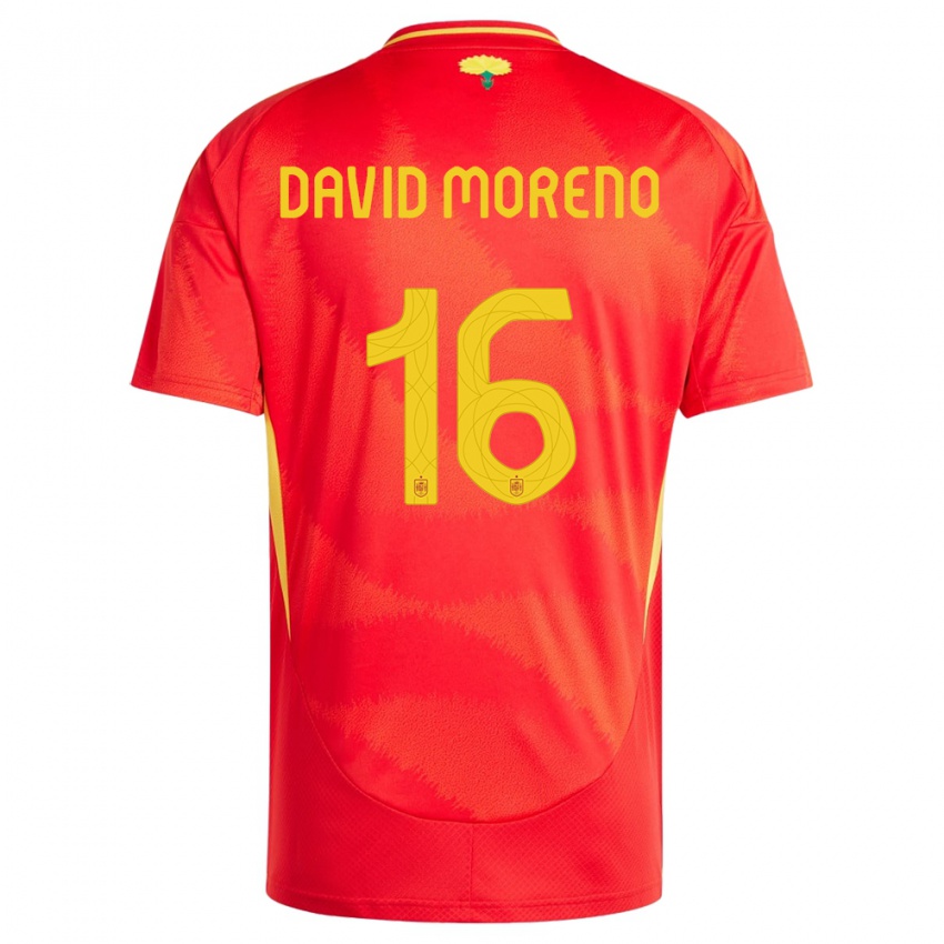 Børn Spanien Antonio David Moreno #16 Rød Hjemmebane Spillertrøjer 24-26 Trøje T-Shirt