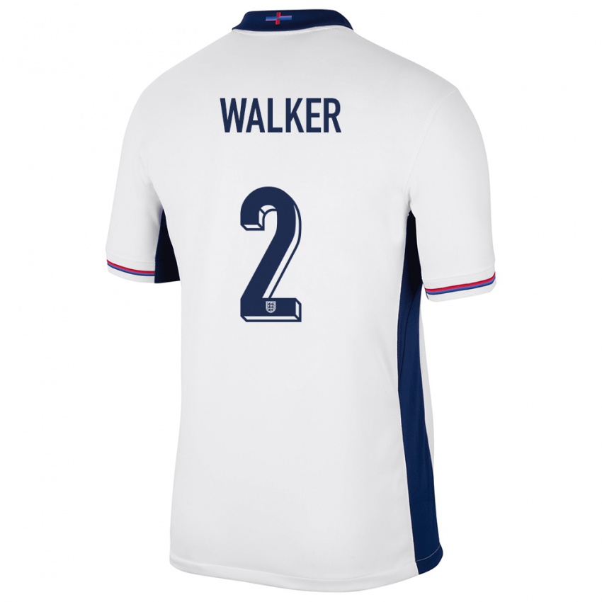 Børn England Kyle Walker #2 Hvid Hjemmebane Spillertrøjer 24-26 Trøje T-Shirt