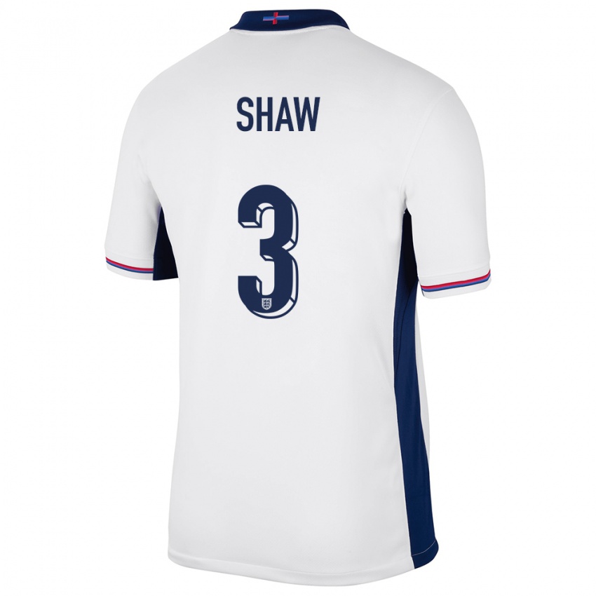 Børn England Luke Shaw #3 Hvid Hjemmebane Spillertrøjer 24-26 Trøje T-Shirt