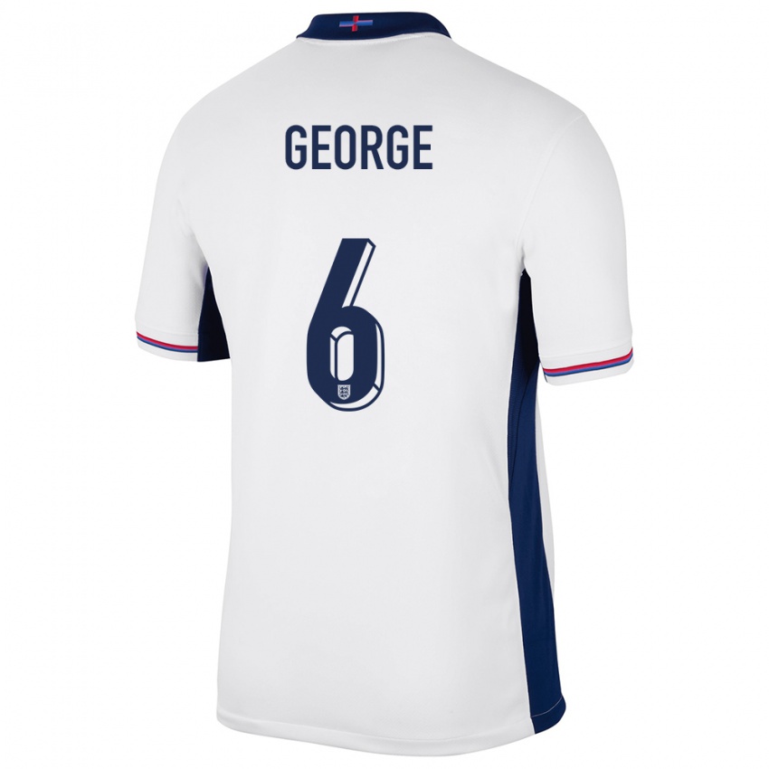 Børn England Gabby George #6 Hvid Hjemmebane Spillertrøjer 24-26 Trøje T-Shirt