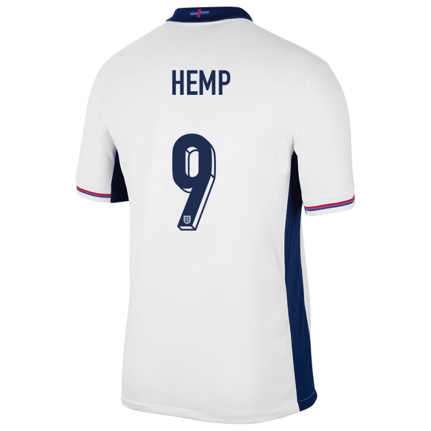 Børn England Lauren Hemp #9 Hvid Hjemmebane Spillertrøjer 24-26 Trøje T-Shirt