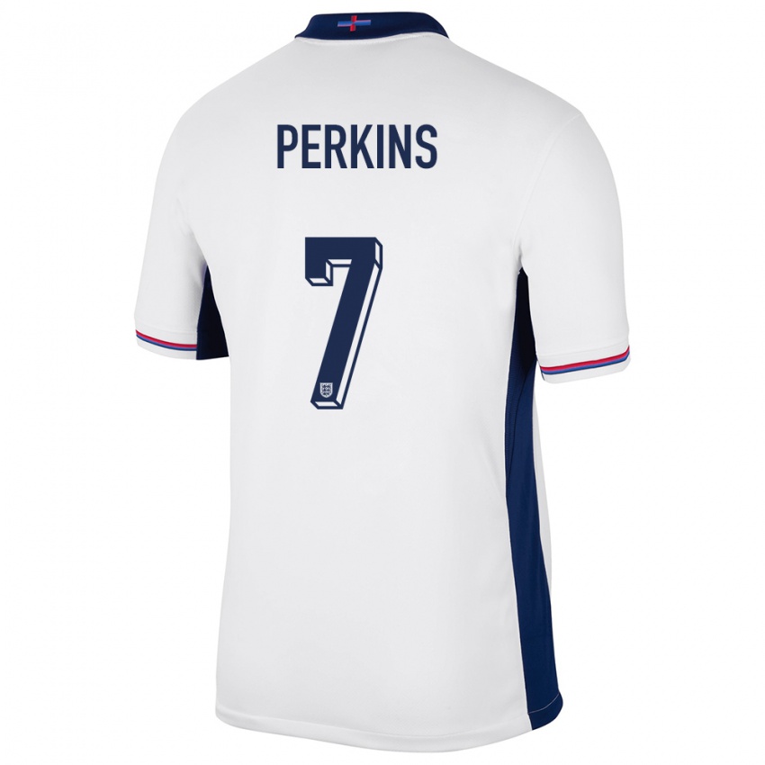 Børn England Sonny Perkins #7 Hvid Hjemmebane Spillertrøjer 24-26 Trøje T-Shirt