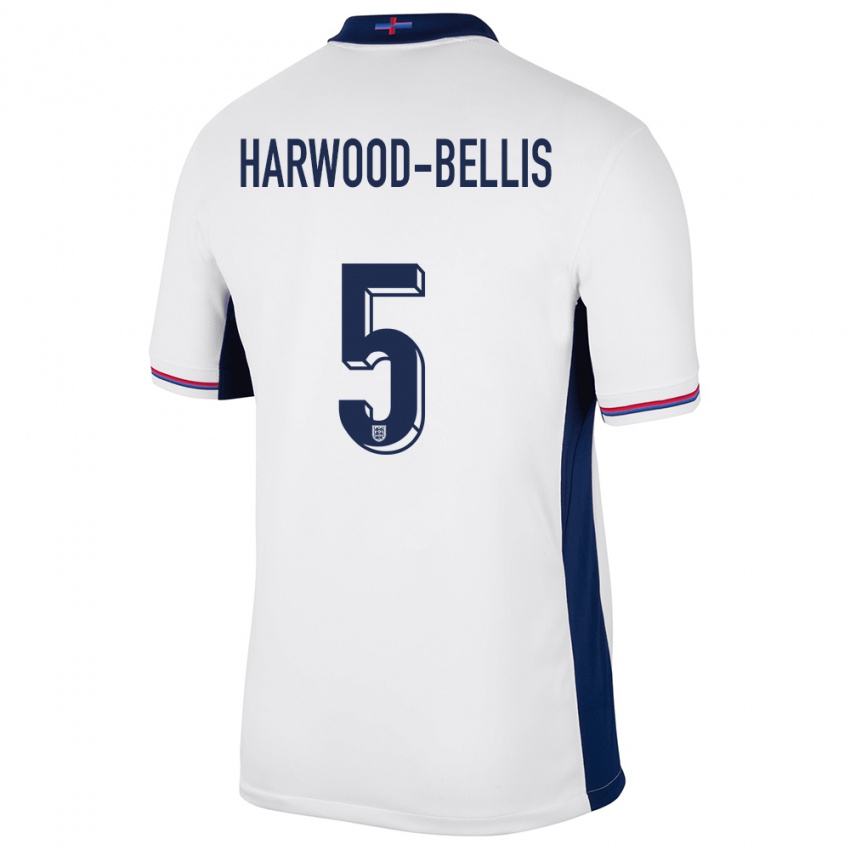 Børn England Taylor Harwood Bellis #5 Hvid Hjemmebane Spillertrøjer 24-26 Trøje T-Shirt