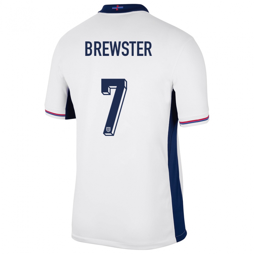 Børn England Rhian Brewster #7 Hvid Hjemmebane Spillertrøjer 24-26 Trøje T-Shirt