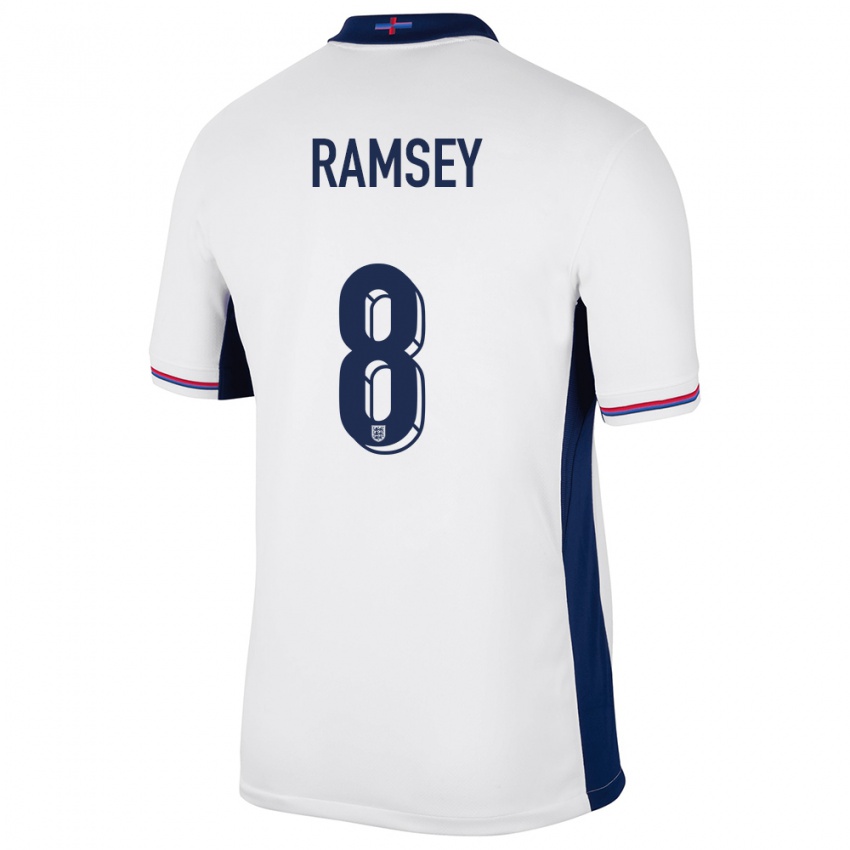 Børn England Jacob Ramsey #8 Hvid Hjemmebane Spillertrøjer 24-26 Trøje T-Shirt
