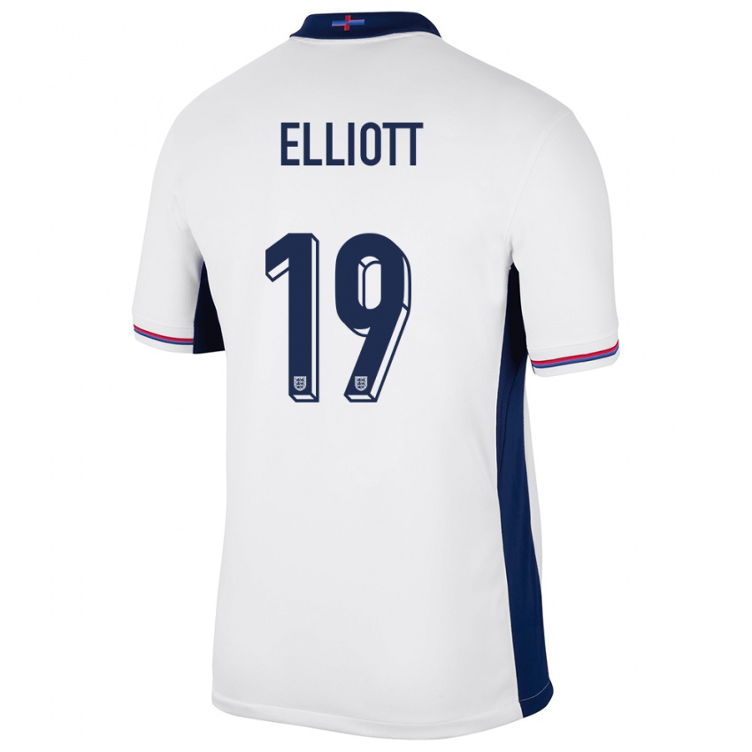 Børn England Harvey Elliott #19 Hvid Hjemmebane Spillertrøjer 24-26 Trøje T-Shirt