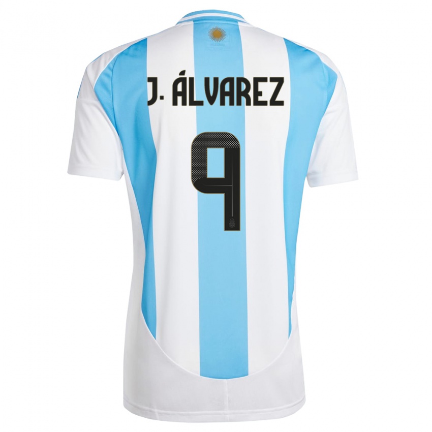 Børn Argentina Julian Alvarez #9 Hvid Blå Hjemmebane Spillertrøjer 24-26 Trøje T-Shirt