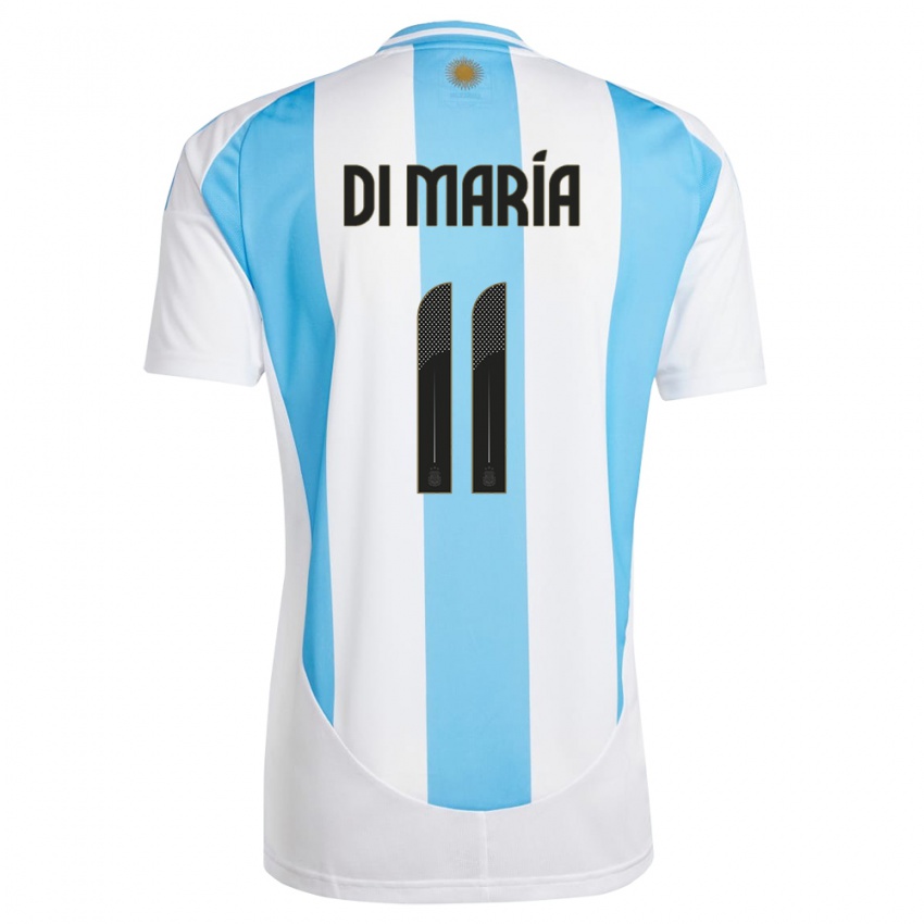 Børn Argentina Angel Di Maria #11 Hvid Blå Hjemmebane Spillertrøjer 24-26 Trøje T-Shirt