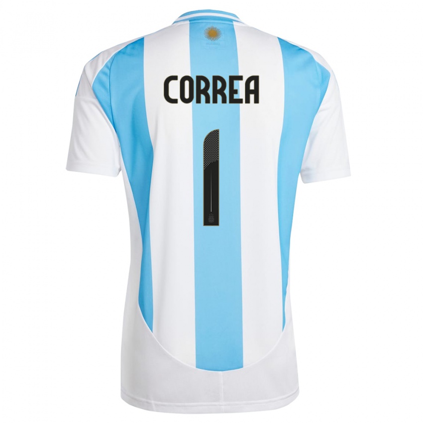 Børn Argentina Vanina Correa #1 Hvid Blå Hjemmebane Spillertrøjer 24-26 Trøje T-Shirt