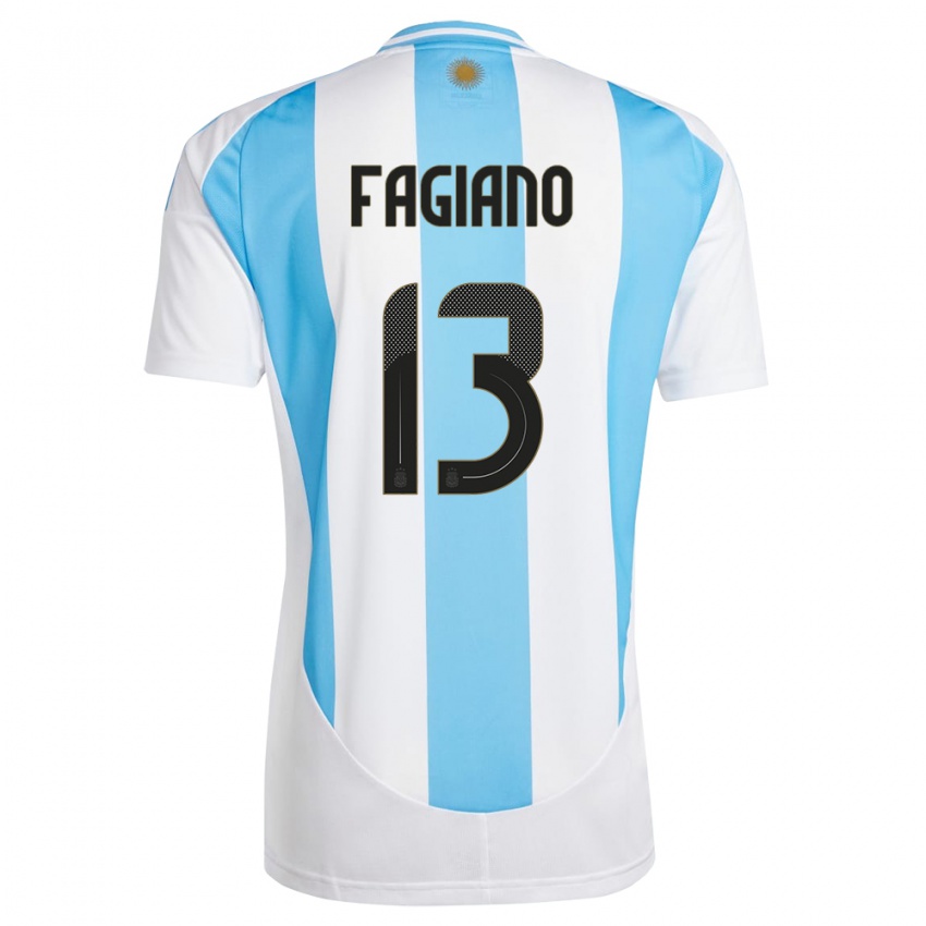 Børn Argentina Paloma Fagiano #13 Hvid Blå Hjemmebane Spillertrøjer 24-26 Trøje T-Shirt