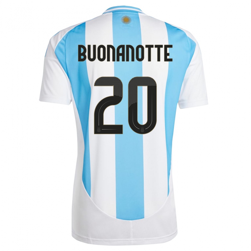 Børn Argentina Facundo Buonanotte #20 Hvid Blå Hjemmebane Spillertrøjer 24-26 Trøje T-Shirt