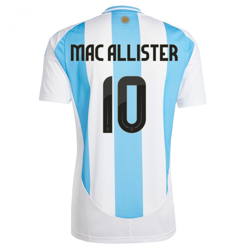 Børn Argentina Alexis Mac Allister #10 Hvid Blå Hjemmebane Spillertrøjer 24-26 Trøje T-Shirt