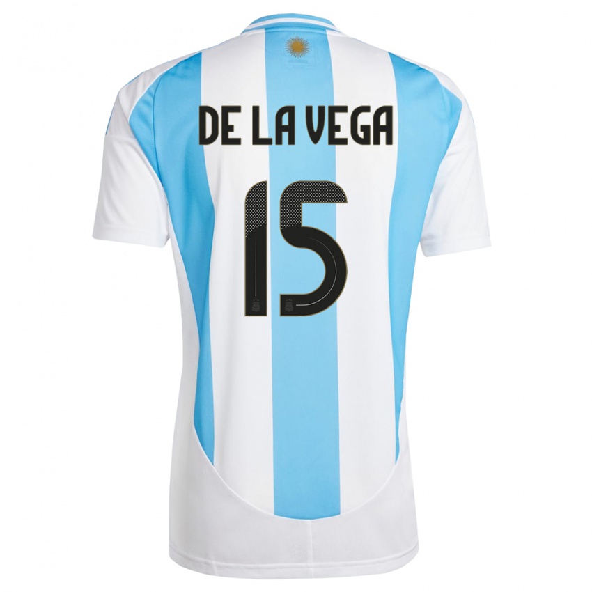 Børn Argentina Pedro De La Vega #15 Hvid Blå Hjemmebane Spillertrøjer 24-26 Trøje T-Shirt