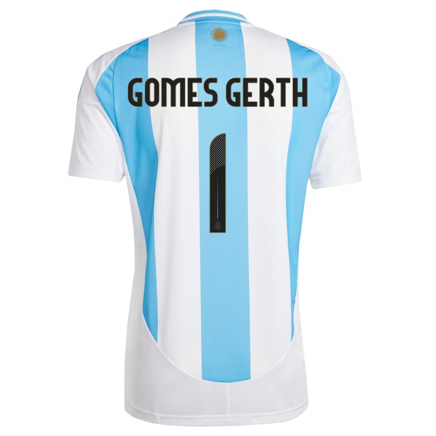 Børn Argentina Federico Gomes Gerth #1 Hvid Blå Hjemmebane Spillertrøjer 24-26 Trøje T-Shirt