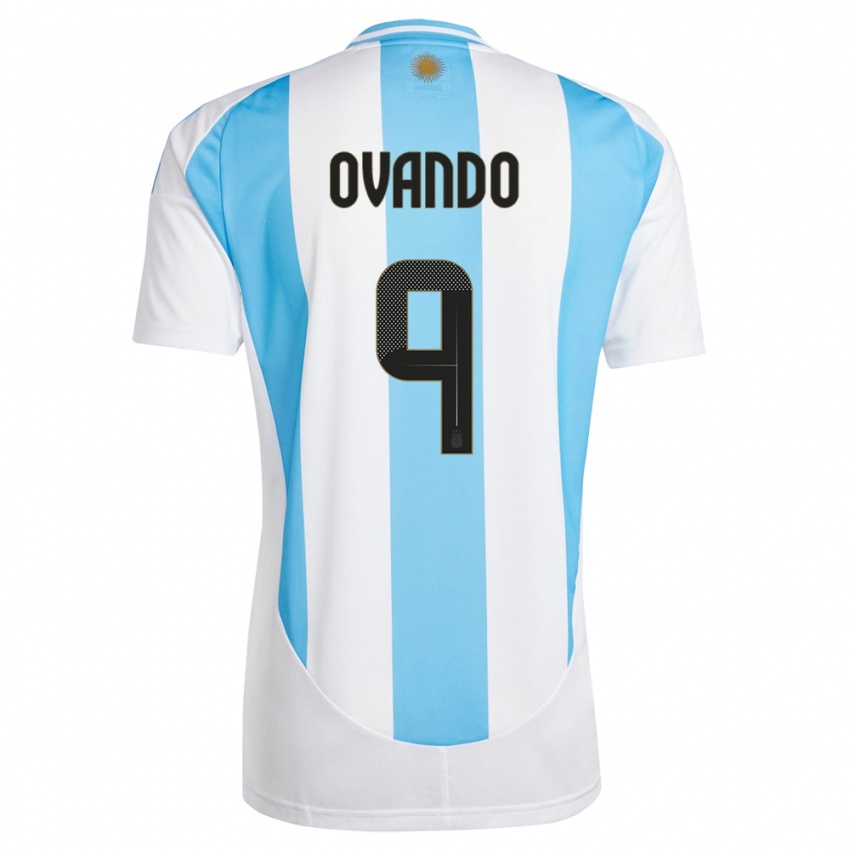 Børn Argentina Lautaro Ovando #9 Hvid Blå Hjemmebane Spillertrøjer 24-26 Trøje T-Shirt