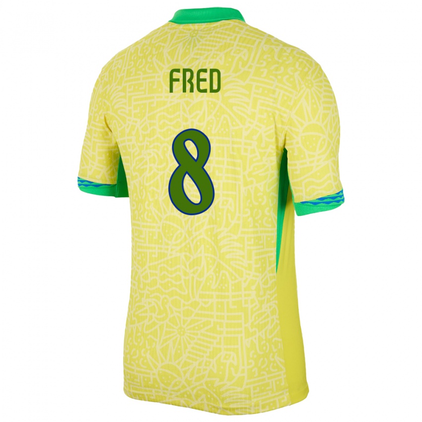 Børn Brasilien Fred #8 Gul Hjemmebane Spillertrøjer 24-26 Trøje T-Shirt