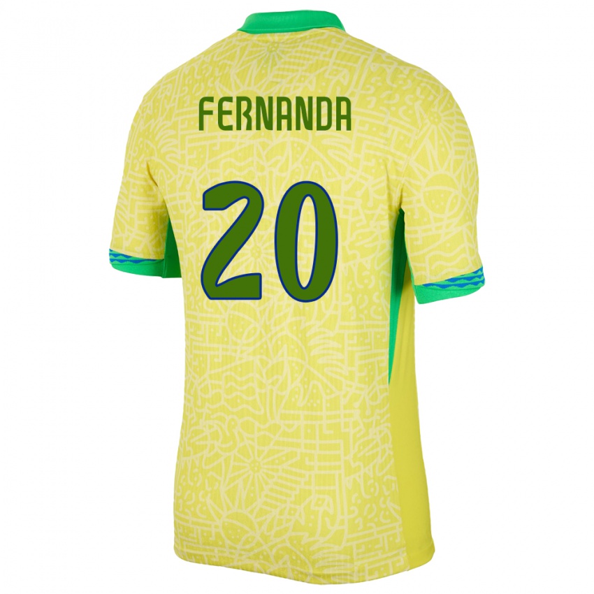 Børn Brasilien Fernanda Palermo #20 Gul Hjemmebane Spillertrøjer 24-26 Trøje T-Shirt