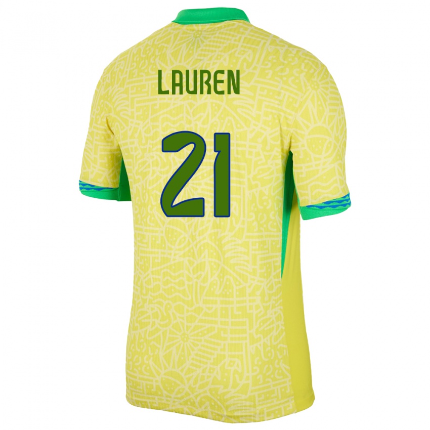 Børn Brasilien Lauren Costa #21 Gul Hjemmebane Spillertrøjer 24-26 Trøje T-Shirt