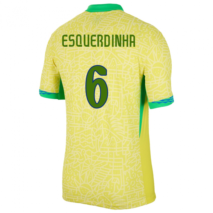 Børn Brasilien Esquerdinha #6 Gul Hjemmebane Spillertrøjer 24-26 Trøje T-Shirt