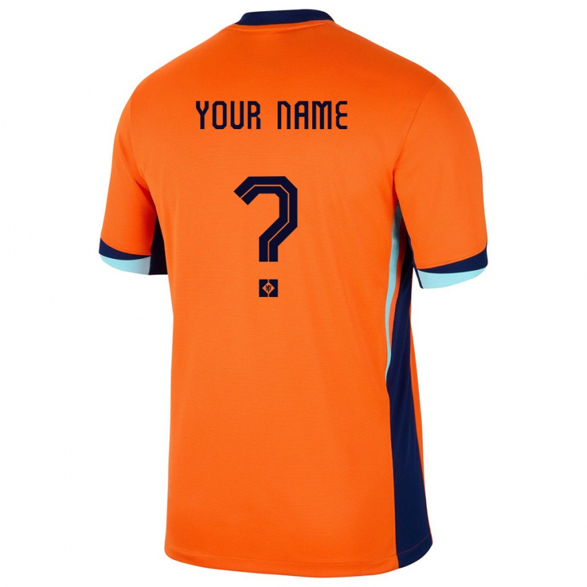 Børn Holland Dit Navn #0 Orange Hjemmebane Spillertrøjer 24-26 Trøje T-Shirt