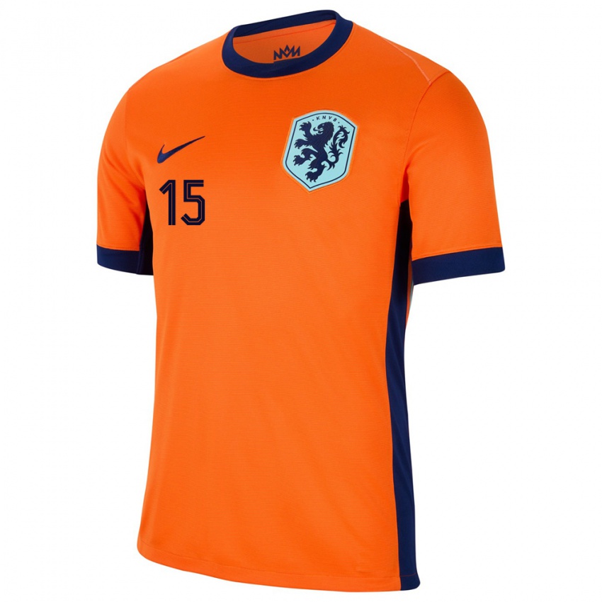 Børn Holland Prince Aning #15 Orange Hjemmebane Spillertrøjer 24-26 Trøje T-Shirt