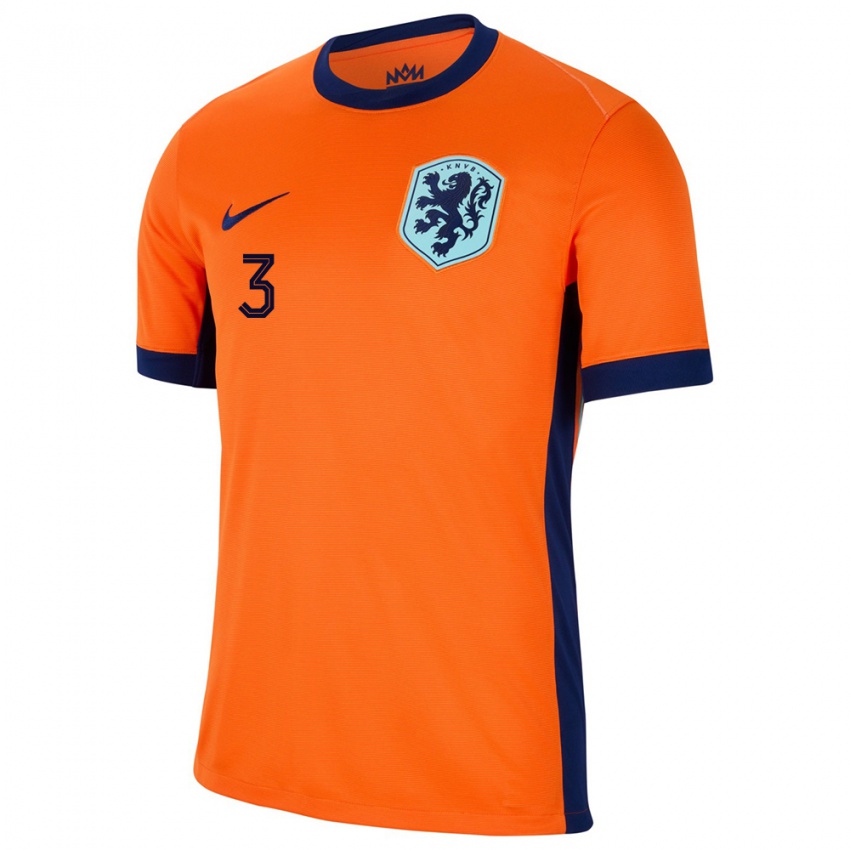 Børn Holland Thijmen Blokzijl #3 Orange Hjemmebane Spillertrøjer 24-26 Trøje T-Shirt
