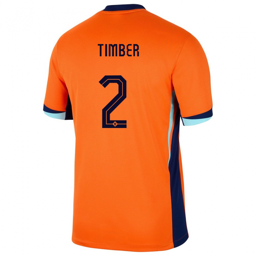 Børn Holland Jurrien Timber #2 Orange Hjemmebane Spillertrøjer 24-26 Trøje T-Shirt