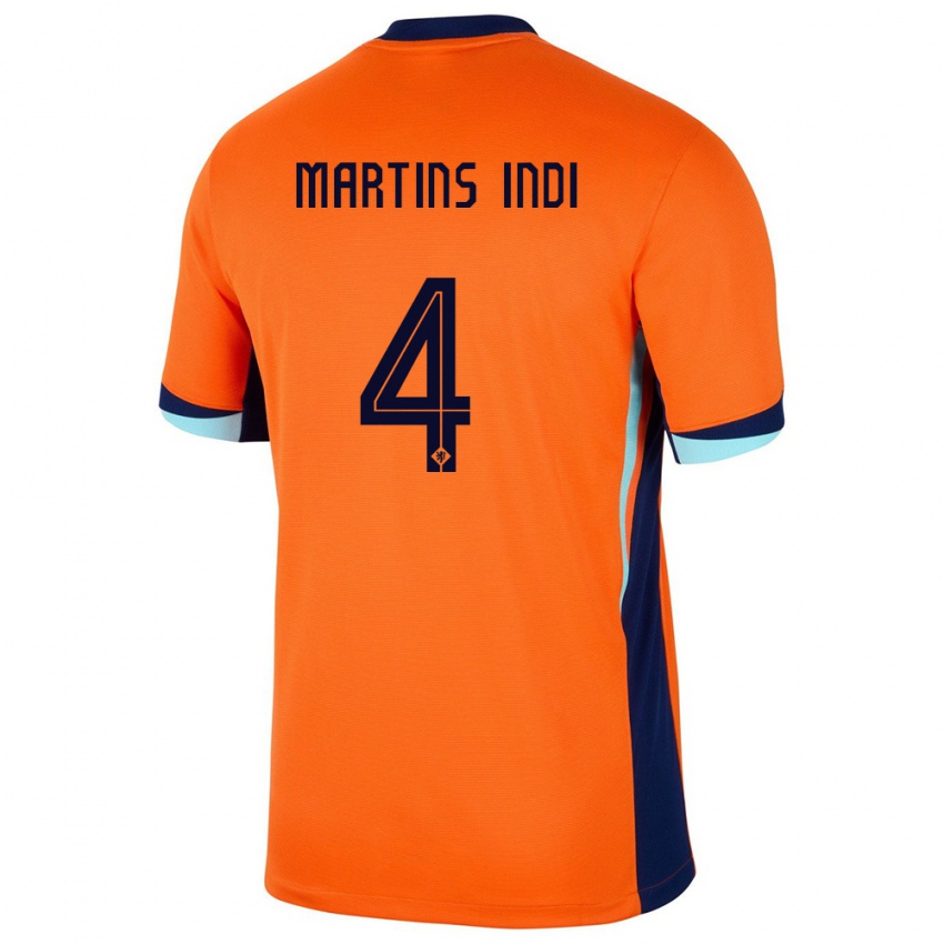 Børn Holland Bruno Martins Indi #4 Orange Hjemmebane Spillertrøjer 24-26 Trøje T-Shirt