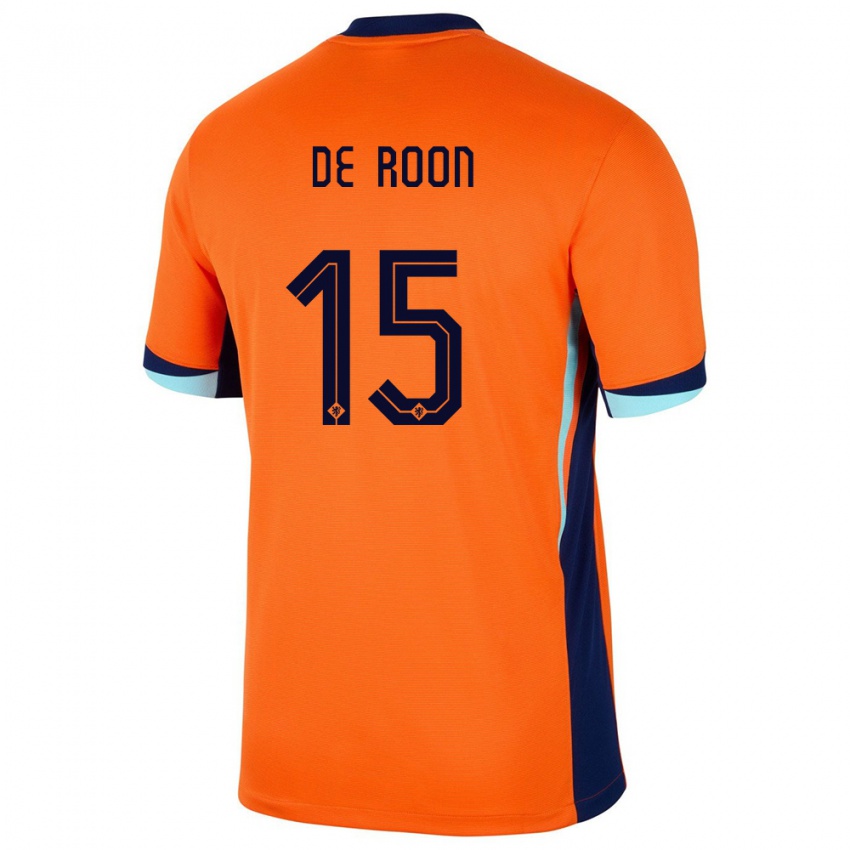 Børn Holland Marten De Roon #15 Orange Hjemmebane Spillertrøjer 24-26 Trøje T-Shirt