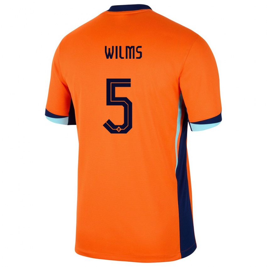 Børn Holland Lynn Wilms #5 Orange Hjemmebane Spillertrøjer 24-26 Trøje T-Shirt