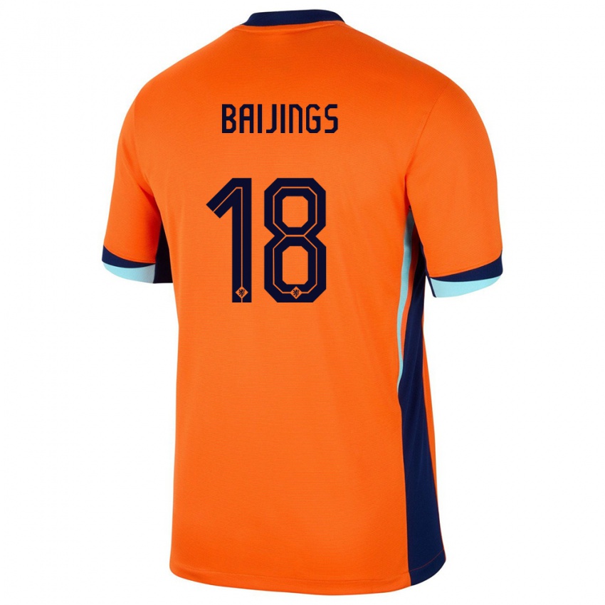 Børn Holland Jill Baijings #18 Orange Hjemmebane Spillertrøjer 24-26 Trøje T-Shirt