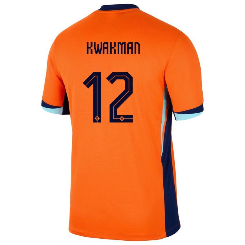 Børn Holland Dave Kwakman #12 Orange Hjemmebane Spillertrøjer 24-26 Trøje T-Shirt