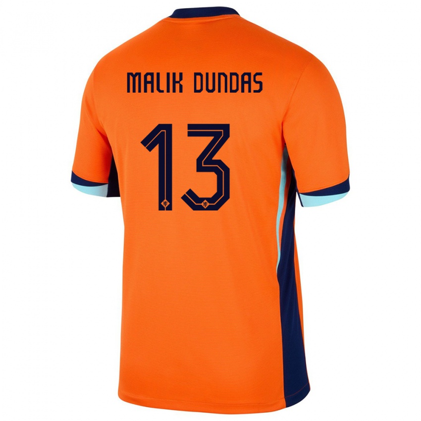 Børn Holland Noa Malik Dundas #13 Orange Hjemmebane Spillertrøjer 24-26 Trøje T-Shirt