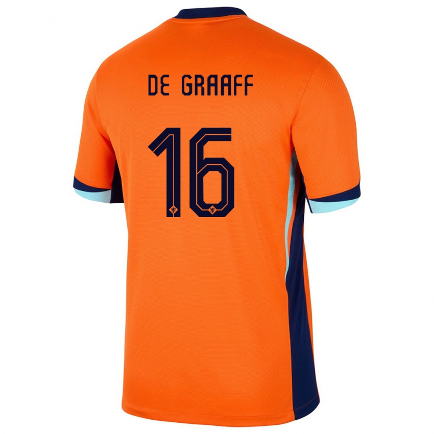 Børn Holland Tom De Graaff #16 Orange Hjemmebane Spillertrøjer 24-26 Trøje T-Shirt
