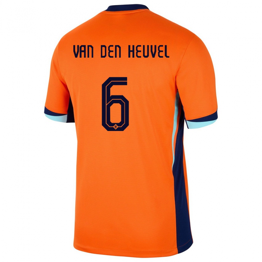 Børn Holland Tim Van Den Heuvel #6 Orange Hjemmebane Spillertrøjer 24-26 Trøje T-Shirt