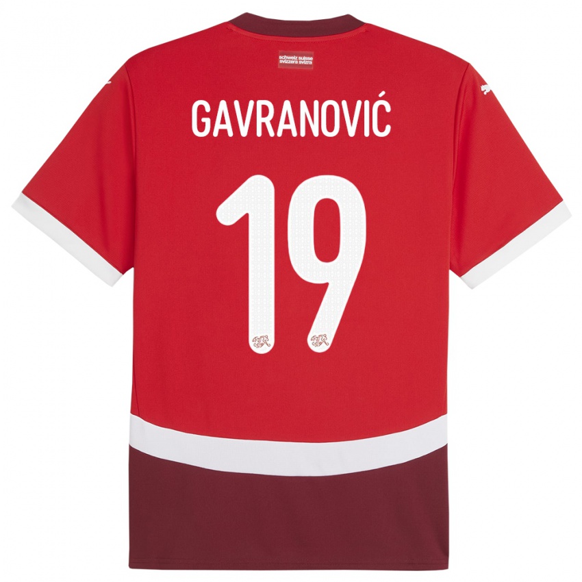 Børn Schweiz Mario Gavranovic #19 Rød Hjemmebane Spillertrøjer 24-26 Trøje T-Shirt